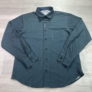 NEW MagnaReady Shirt Mens Small Blue Geometric Magnetic Closure Button Up